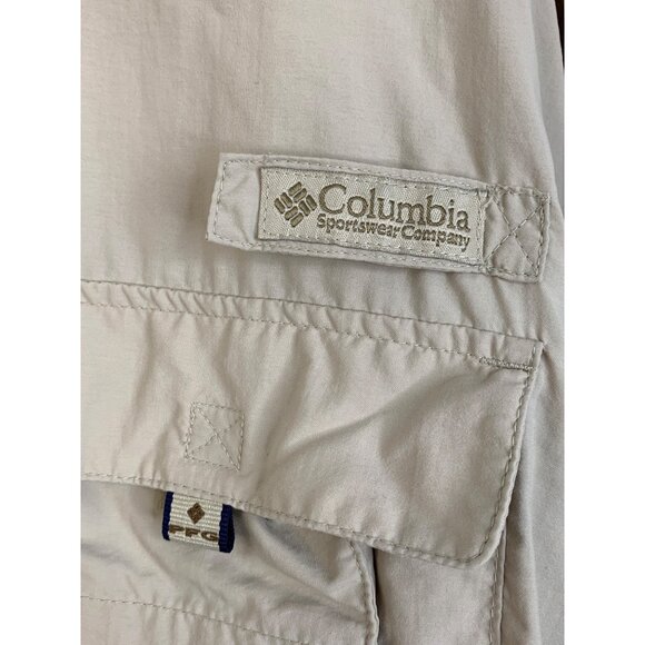 Columbia Mens PFG Performance Fishing Gear Shirt XXL Beige Nylon EUC 8210 - Picture 9 of 10